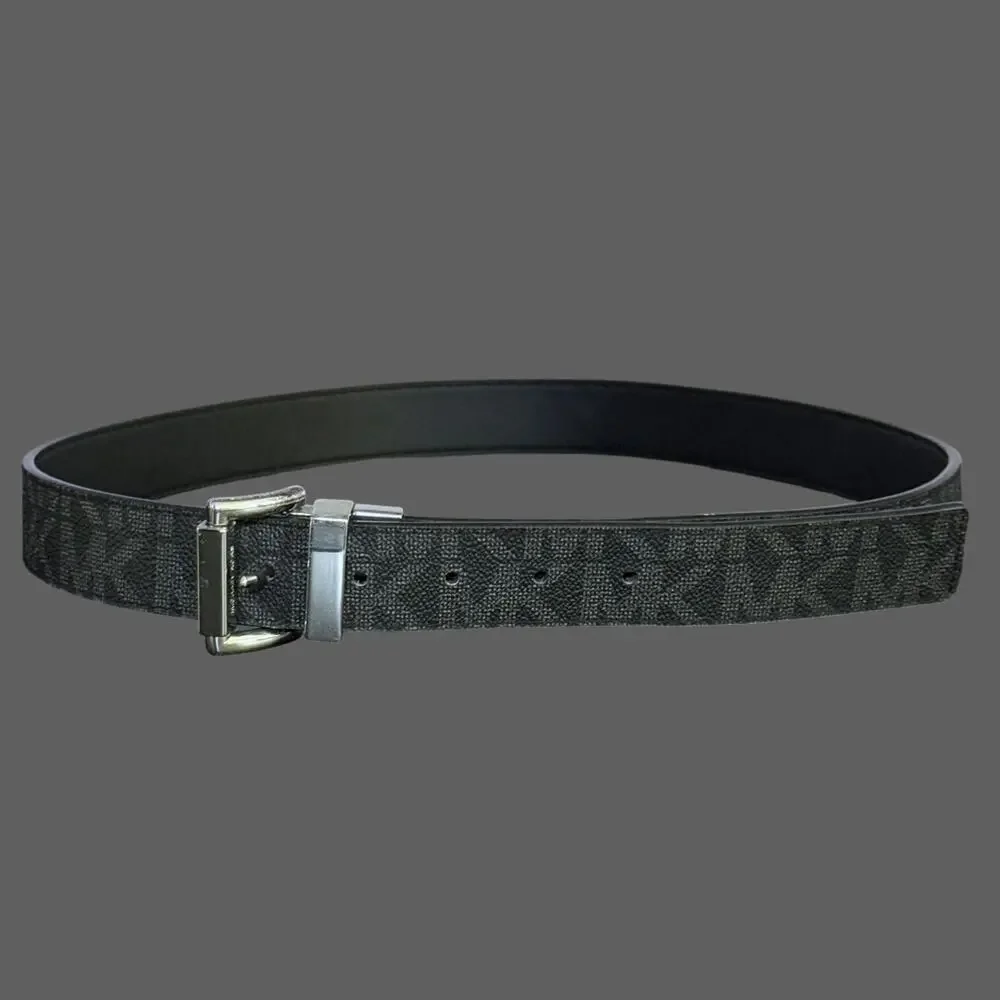Michael Kors Women's Monogram Reversible Twist Belt Black L